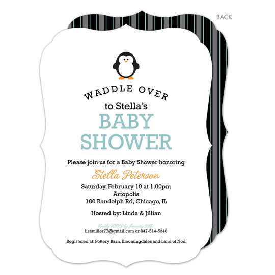 Lagoon Penguin Waddle Over Shower Invitations